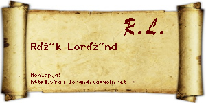 Rák Loránd névjegykártya