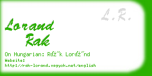 lorand rak business card